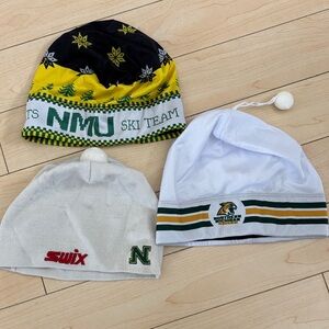 NMU Ski Team Beanie Set - Black, Yellow, White